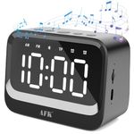 AFK Alarm Clock with Bluetooth Speaker for Bedroom,Loud Digital Clock for Heavy Sleepers Adults, Desk Clocks with Dual Alarms,Large Number,Dimmable,Snooze for Teens Boys Girls,Black