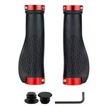 SAPLIZE Bike Handlebar Grips, Ergonomic Design, PR02 (Black, Red Rings)