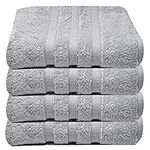 Luxury Bath Sheets Zero Twist Cotton 600 GSM (90 x140cm) Thick & Plush Hotel Quality Large Pool Spa & Hotel Bathroom Bath Towels | Pack Of 4 Silver Grey