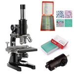 MANIKARN Medical Microscope (ISO 9001:2015 Certified) with LED Light, 25 Piece Prepared Slides, 50 Piece Blank Slides and Dust Cover