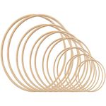 Gukasxi 14pcs 7 Size Wooden Bamboo Floral Hoop Wreath Macrame Craft Dream Catcher Hoops Rings for DIY Weddding Wreath Decor, Macrame Dreamcatcher, Wall Hanging Crafts (4/5/6/7/8/9/10 inch)