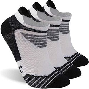 Low Cut Running Socks, RTZAT 90% Merino Wool 3 Pairs Comfort Athletic Tab Cushioned No Show Running Socks for Men and Women with Seamless Toe,3 Pairs,White&Black, Medium