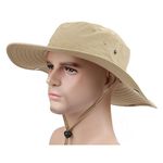 Vsace Men's Wide Brim Fishing UPF 50 Sun Protection Boonie Hat (Khaki, Free size)-Pack of 1