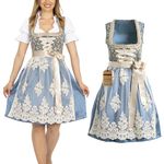 Dirndl Dresses Women Traditional German Oktoberfest Costumes Women - Authentic Dirndl - Oktoberfest Outfits Women - Bavarian Dress Blue Gold