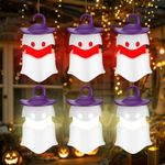 EverBrite 6-Pack Halloween Hanging Ghost Lights, Collapsible Ghost Camping Lantern, Two Color Changing, Indoor/Outdoor Halloween Spooky Party Decorations, Battery Included