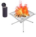 Lista Portable Camping Fire Pit, Extra Large 22 Inch Collapsible Stainless Steel Mesh Fire Pit Outdoor Wood Burner Foldable Campfire (Big)