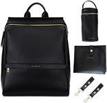 MIA + SOPHIA Leather Diaper Bag Backpack with Changing Pad, Stroller Straps, Bottle Holder, Black Sophia, M, Mia Collection