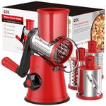 GDL Cheese Grater Rotary, Vegetable Slicer with 3 Interchangeable Drum Blades, Grater Kitchen Fast Cutting for Time Saving, Rotary Grater Suitable for Vegetable, Fruit, Nut, etc.