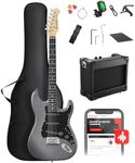 DONNER DST-80 Electric Guitar – 39” Beginner Electric Guitar Kit with Amp, Classic SSS Pickup Complete with Gig Bag, Tuner, Capo, Strap, Picks, and Free Online Lessons