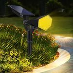 GIGAWATTS GW-213 Solar Spot Light 26 LED BIS Approved Landscape Spotlight with 1.5W Panel 2200 mAh Lithium Battery 2 Modes IP65 Waterproof 500lm Night Security Lantern for Garden Pathway (1Pc, CW/WW)