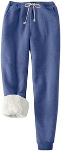 Flygo Women's Winter Warm Fleece Joggers Pants Sherpa Lined Sweatpants Active Track Pant (Blue, Small)