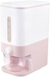 Rubtlamp 22.5-25 Lbs Pink Rice Dispenser, Rice Storage Container, Pink Rice Storage Container with Measuring Cup, Rice Holder Bucket for Household Kitchen Rice Soybean Corn