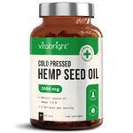 Hemp Oil Capsules - High Strength Hemp Seed Oil 2000mg, 210 Softgel Omega 3 6 9 Capsules High Strength, Virgin Hemp Oil for Humans, Omega 369 Capsules Cold Pressed, VitaBright Hemp Seed Oil Capsules