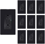 KCMYTONER GFCI Outlet Receptacle with LED Indicator, 20 Amp 125 Volt Wallplate and Screws Included ETL Listed, Black GFI 10 Pack