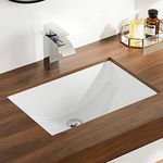 DeerValley 21"x 15" Ceramic Porcelain Rectangular Undermount Bathroom Sink with Overflow, DV-1U101 White Under Counter Vanity Vessel Sinks for Bathrooms Lavatory Vanity Cabinet Balcony