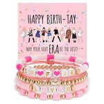 FUNTE Pink Friendship Bracelet 5pcs Bracelets With Birthday Card Lover Bracelets, Hershi Surfer Bracelets Set Jewelry Gifts for Women Girls