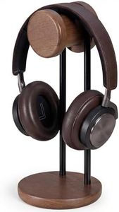 Fenge 11.3" Tall Headphone Stand for Desk, Nature Wood & Metal Headphone Holder with Storage Base, Desktop Headset Stand for Gaming Universal Headphones, Brown