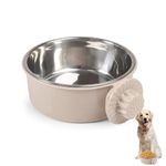 Pet Crate Bowls, Stainless Steel Dog Cage Hanging Bowl Removable Food Water Bowls for Dogs Cats Small Animals (GREY A)