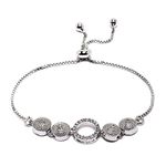 ZENEME Bracelet Rhodium-Plated Silver Toned White American Diamond studded Link Adjustable Bracelet For Women and GIrls