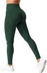 ZAAYO Sport Leggings for Women High Waist Gym Leggings Seamless Scrunch Butt Leggings for Yoga Gym Workout Fitness Green Medium