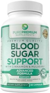 PurePremium Normal Blood Sugar Support Supplement-Cinnamon Supplements to Support Blood Sugar Levels Already in The Normal Range-Capsules w/Bitter Melon, Mulberry, Zinc, Biotin, Vitamin C, E-60 Count