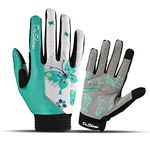 DuShow Cycling Gloves Women Full Finger,Touchscreen Mountain Bike Gloves Gel Padded,Cycling Gloves Girls with Shock-Absorbing Pad for MTB,Road Bike,Racing,BMX-Butterfly Green-M