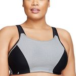 Glamorise Women's Double Layer Custom Control Sport Bra, Black/Grey, 34DD