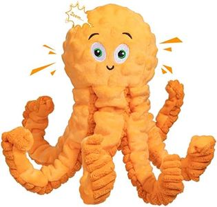 Pubialo Squeaky Dog Toys Octopus-Tug of War Dog Plush Toy for Large Breed Interactive Dog Chew Toys for Puppies Small and Large Dogs Training and Reduce Boredom (Orange, Octopus)