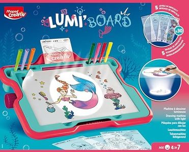 Mesa de Dibujo - Lumi Board - Mesa de Luz para Aprender a Dibujar - Con 30 Plantillas para Calcar Diseños de Temática Bajo el Mar - Tamaño A4 - Maped