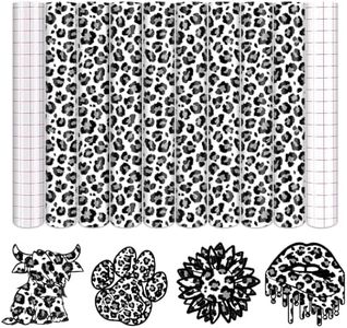 Tintnut Leopard Pattern Permanent Vinyl - 8 Sheets 12"x10" Cheetah Adhesive Sheets Black and White Patterned Permanent Adhesive Vinyl for Cutting Machine,Home Decor Self Sticker