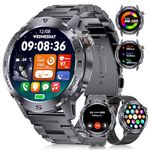 DREMAC Smart Watch fo Men, 1.43" HD AMOLED Touch Screen Blood Pressure Watch, IP68 Waterproof Smart watch, Bluetooth Voice Call/120+ sports Mode/Health Monitoring, Android iOS Fitness Watch