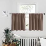 PONY DANCE Small Window Curtain - Window Treatment Tiers Blackout Rod Pocket Top Home Decor Small Drape Valances for Kitchen, 42-inch W x 30-inch L, Taupe, Pack-2