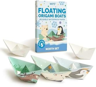 WOYS Floating Origami Boats | Waterproof Premium Reusable Paper | Screen-Free Summer Toy & Gift | DIY Origami Kit | 5 Sheets | Bath, Pool & Beach Play