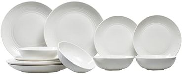 Royal Doulton Gordon Ramsay Maze White Collection Stoneware Set of 12 - Dinner Plates, Side Plates, & Cereal Bowls Ideal for Breakfast, Lunch and Dinner