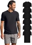 True Classic Workout Shirts for Men - Moisture-Wicking Dry-Fit Gym Shirts Men – Lightweight Athletic Shirts, Quick-Dry Polyester Mens Workout Shirts, Pack of 6, Black, XL