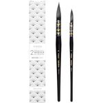 ARTEGRIA Watercolor Brush Set - Sizes 2, 6 - Round Quill Fine Tip Mop Brushes, Soft Synthetic Squirrel Hair, Short Handles for Professional Artists - Water Color Paint, Gouache, Ink