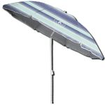 Caribbean Joe Chaby International Portable, Adjustable Tilt Beach Umbrella with UV Protection | Vented Canopy, Built-in Sand Screw Anchor, Carry Bag | 6 FT (Horizon Stripe) (CJ-UV72HS)