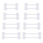 VCMART 14G Plastic Tongue Rings Plastic Nipple Rings for Surgery Clear Tongue Ring Nipple Piercings Glow in Dark Flexible Acrylic Straight Barbell Piercing Retainer for Work Sports 12/14/16/18MM,