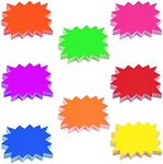 80Pcs Fluorescent Starburst Sale Signs,Neon Paper Starburst Tags, Blank Star Retail Price Labels for Retail Store Party Favors