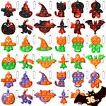 Halloween Party Favors, 36 PCS Halloween Mini Pop Keychain Fidget Toys for Kids, Halloween Toys, Halloween Party Supplies, Stress Relief Sensory Fidget Pack