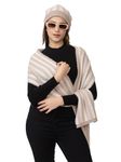 AMOLDO Winter Knitted Scarf and Beanie Cap with Fur Combo for Women | Woolen Soft and Warm Beanie Fleece Hat and Muffler Set for Cold Weather (in, Alpha, Free Size, Beige)