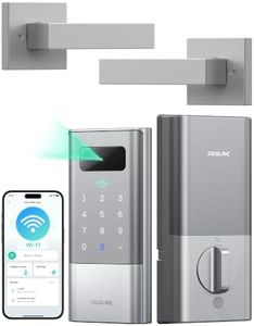 DESLOC Palm Vein Smart Lock with Lever Handle, K140 Plus Keyless Entry Door Lock with Keypad Deadbolt, 10000mAh Li-ion Battery, App Control, WiFi Digital Front Door Lock, Auto Lock, BHMA 3, Silver