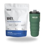 Fuelled Whey Protein Powder Concentrate & Isolate with 24 g Protein, 5 g BCAA (3 kg, 90 Servings) Lab Tested with Premium Metallic Shaker (Cookies N Creme)