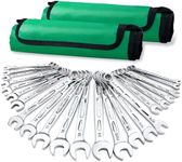 SK Combination Wrench Set, SAE 5/16" to 3/4", Metric 8 to 19mm, 23-Piece, SuperKrome Finish, Premium CR-V Construction, with Rolling Pouch