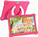 SGIN 10 Inch Tablet for Kids, 2GB+64GB Android 13 Tablets with Case, WiFi, Parental Control APP, Dual Camera, Educational Games，KIDOZ Pre Installed (Pink)