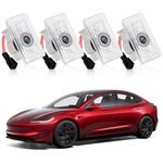 Uxcer Upgraded Tesla Puddle Lights Car Door Lights Logo Projector, 4PCS Ultra-Bright LED 3D Laser Ghost Shadow Light, Never Fade Welcome Step Courtesy Lights for Model 3 Y S X Accessories, Plug & Play