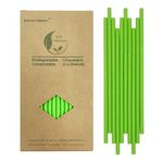 Solid Green Paper Drinking Straws, Disposable, Recyclable, Plastic-Free, 100% Biodegradable Forest Green Paper Straws for Cocktails, Juices, Coffee, 7.75 inch (Pack of 100)