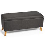 VonHaus Storage Ottoman, Charcoal Grey End of Bed Storage, Multipurpose Bedding Box w/Internal Storage Space, Soft Close Hinges & Padded Wooden Feet, Chaise Lounge for Bedroom, Living Room, Hallway