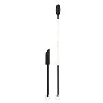 COSKIRA Mini Spatula Set Stretchable Makeup Spatulas Small Scooper and Spoon 2-in-1Tiny Spatula for Kitchen Bottle Beauty Jar, Adjustable Size and Reusable Mini Silicone Telescopic Spatula Black