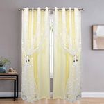 JVIN FAB Polyester Floral Grommet Curtains Window Curtain (7 Ft, White-Ivory) Pooja Room/Living Room/Dining Hall/Hotel/Bedroom/Kid Room/Kitchen - 2 Pieces